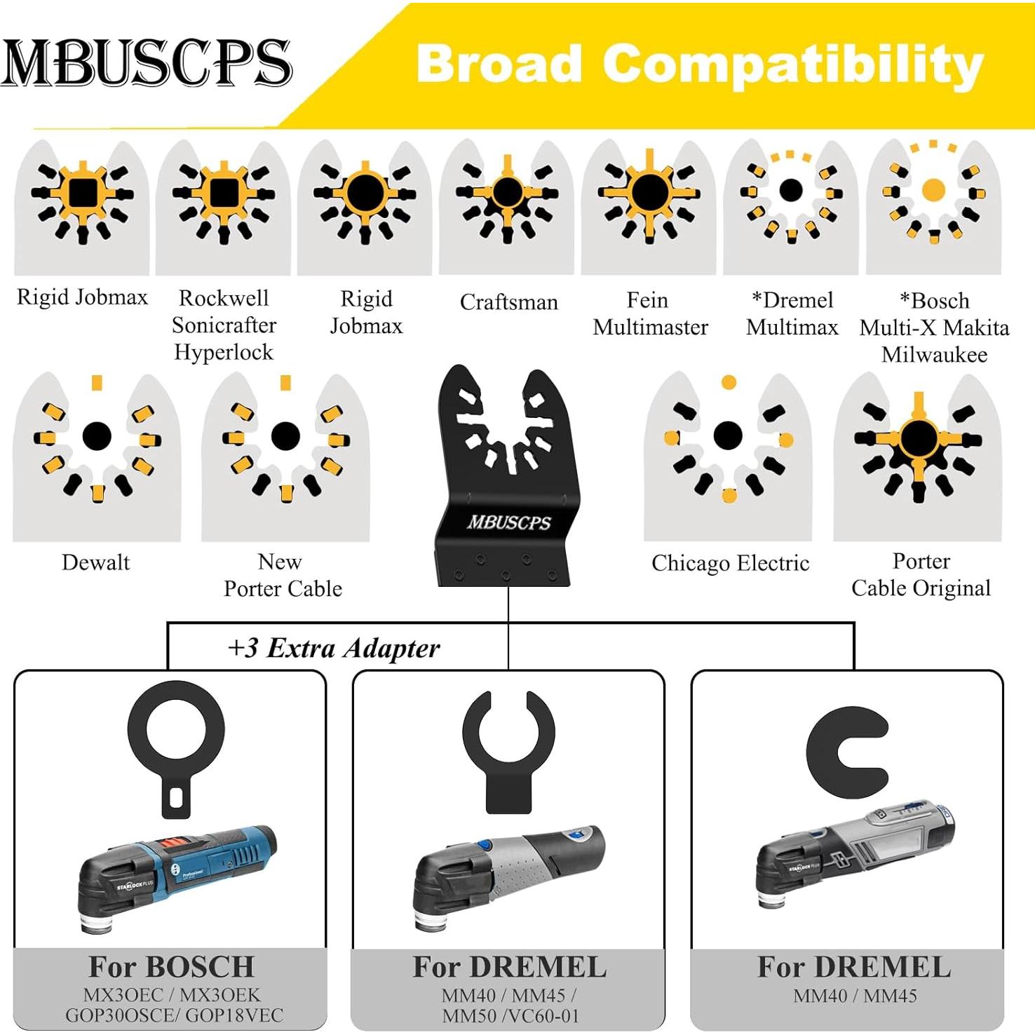 9pcs Extra Long Multi Tool Blades: Curved Edge Bi-Metal Oscillating Tool Blade for Metal, Japanese Tooth Blades for Wood, Fit Universal Oscillating Tools