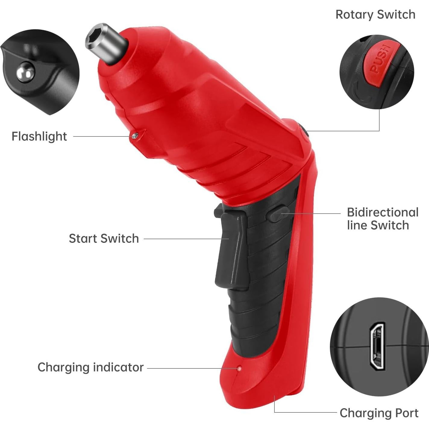 Destornillador Eléctrico Recargable SENXINGYAN 3.6V con 47 Accesorios