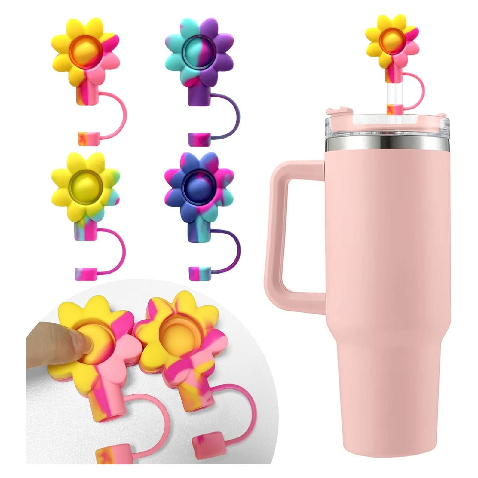 4 Tapas de Silicona Coloridas para Pajitas Stanley 30/40 Oz