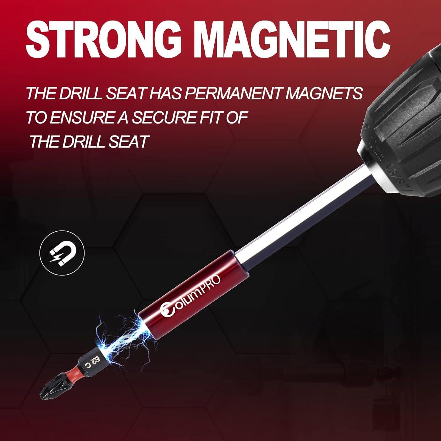 6PCS Strong Magnetic Drill Bit Extension Holder for Impact Driver,1/4" Hex Shank S2 Steel Magnetic Screwdriver Extension,Straight Without Bending Drill Bit Extender,2, 4, 6-inch Extensions