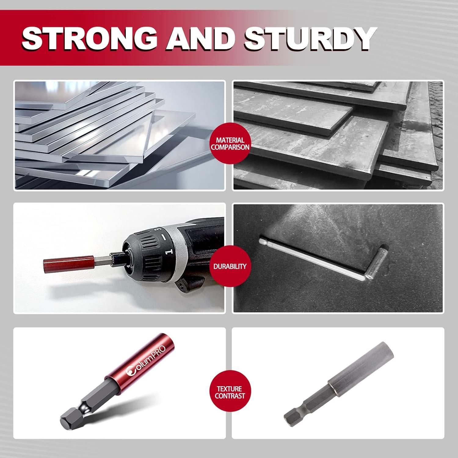 6PCS Strong Magnetic Drill Bit Extension Holder for Impact Driver,1/4" Hex Shank S2 Steel Magnetic Screwdriver Extension,Straight Without Bending Drill Bit Extender,2, 4, 6-inch Extensions