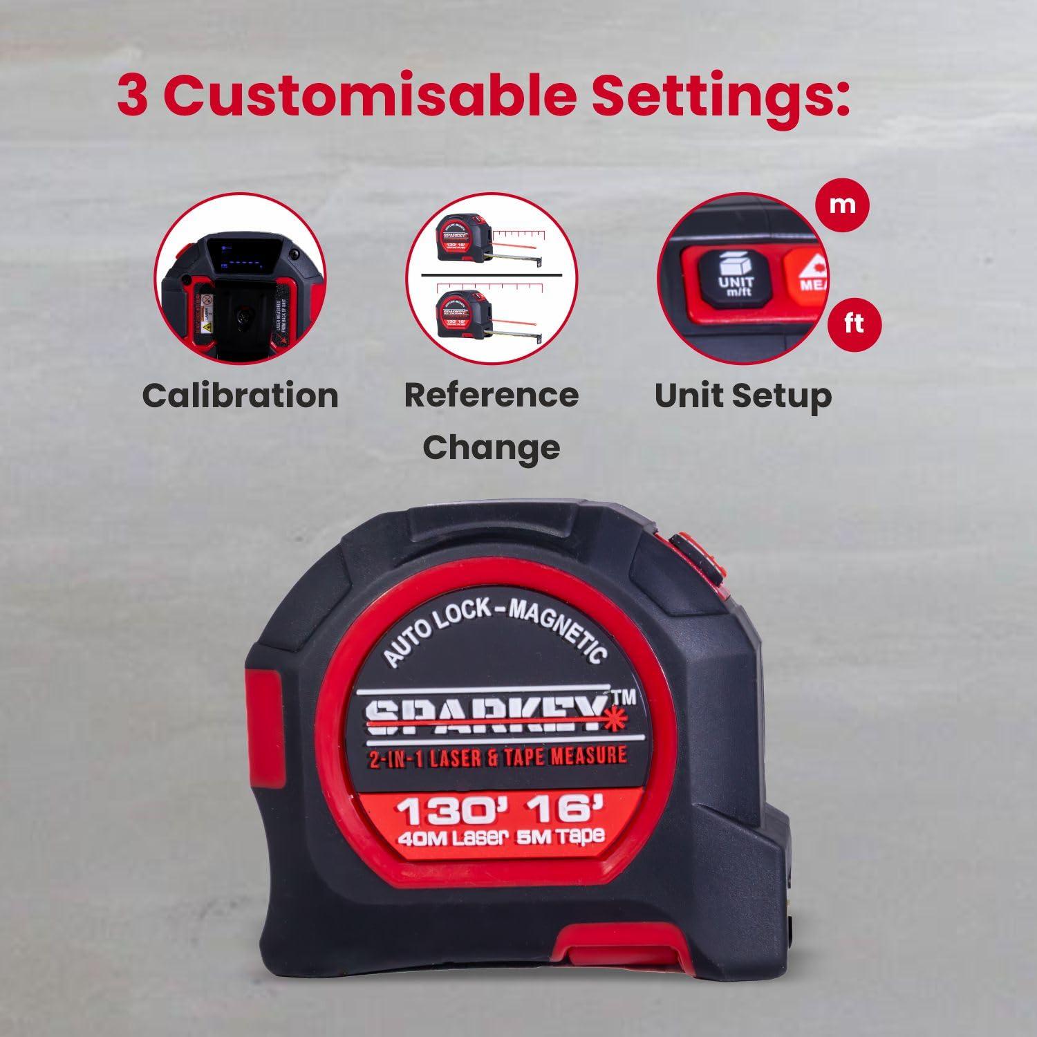 Cinta Métrica Láser 2-en-1 Sparkey DT10 39.62m y 4.88m
