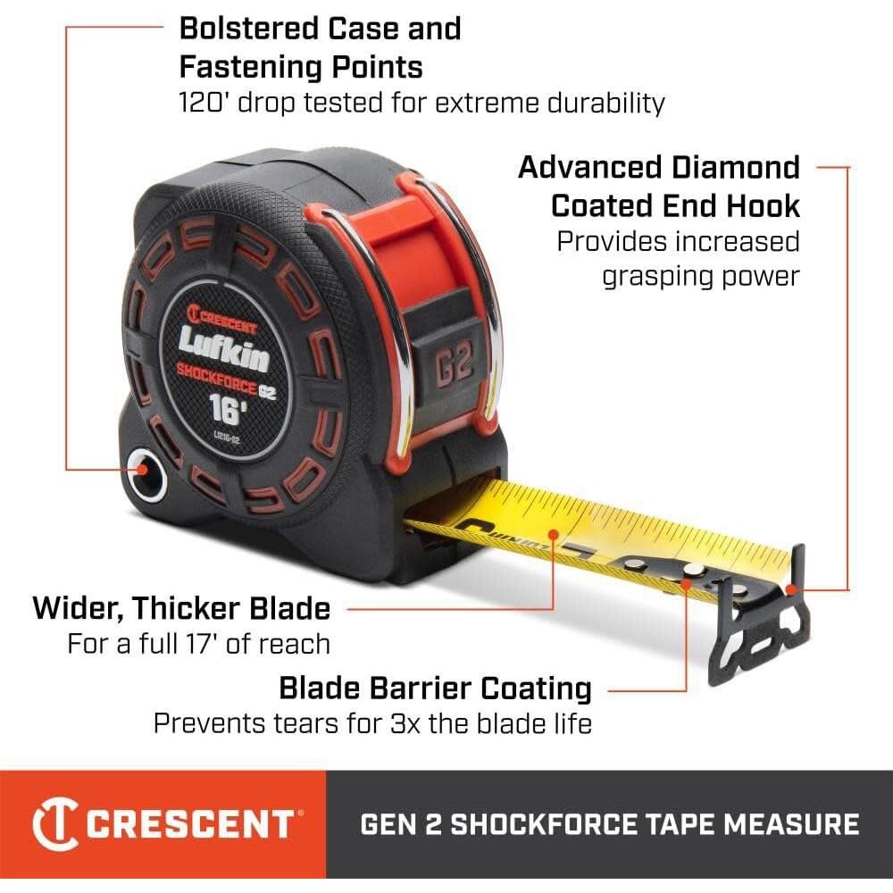Cinta Métrica Lufkin Shockforce G2 5.18m Acero Aleado