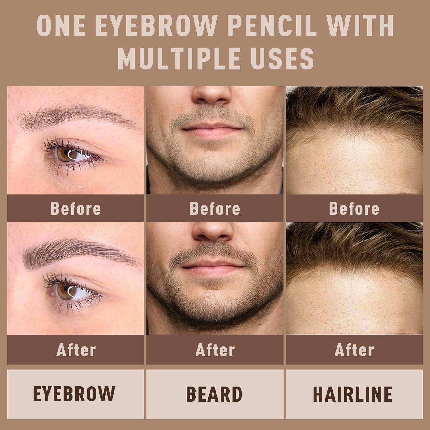 Lápiz de Cejas UCANBE Marrón Impermeable con Cepillo Angulado