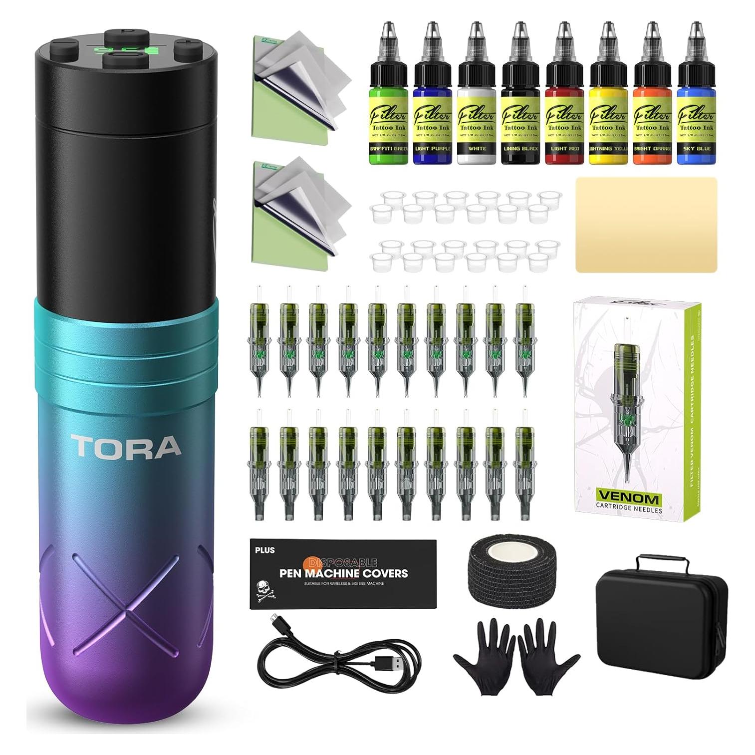 Kit de Tatuaje Filter Tora - Máquina Inalámbrica 1600mAh