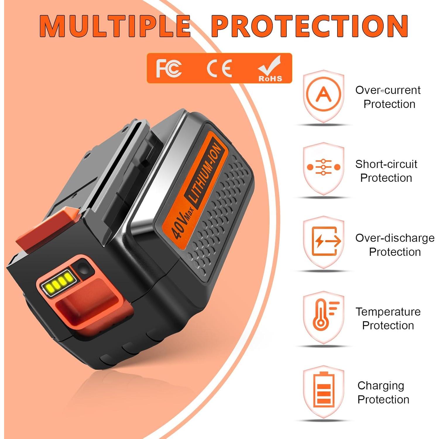 Batería de Reemplazo 40V 3000mAh Black y Decker LBX2040