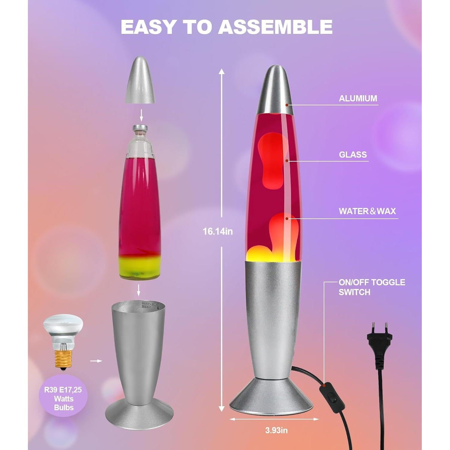 Lámpara de Movimiento Líquido AONESY 40,64 cm Púrpura