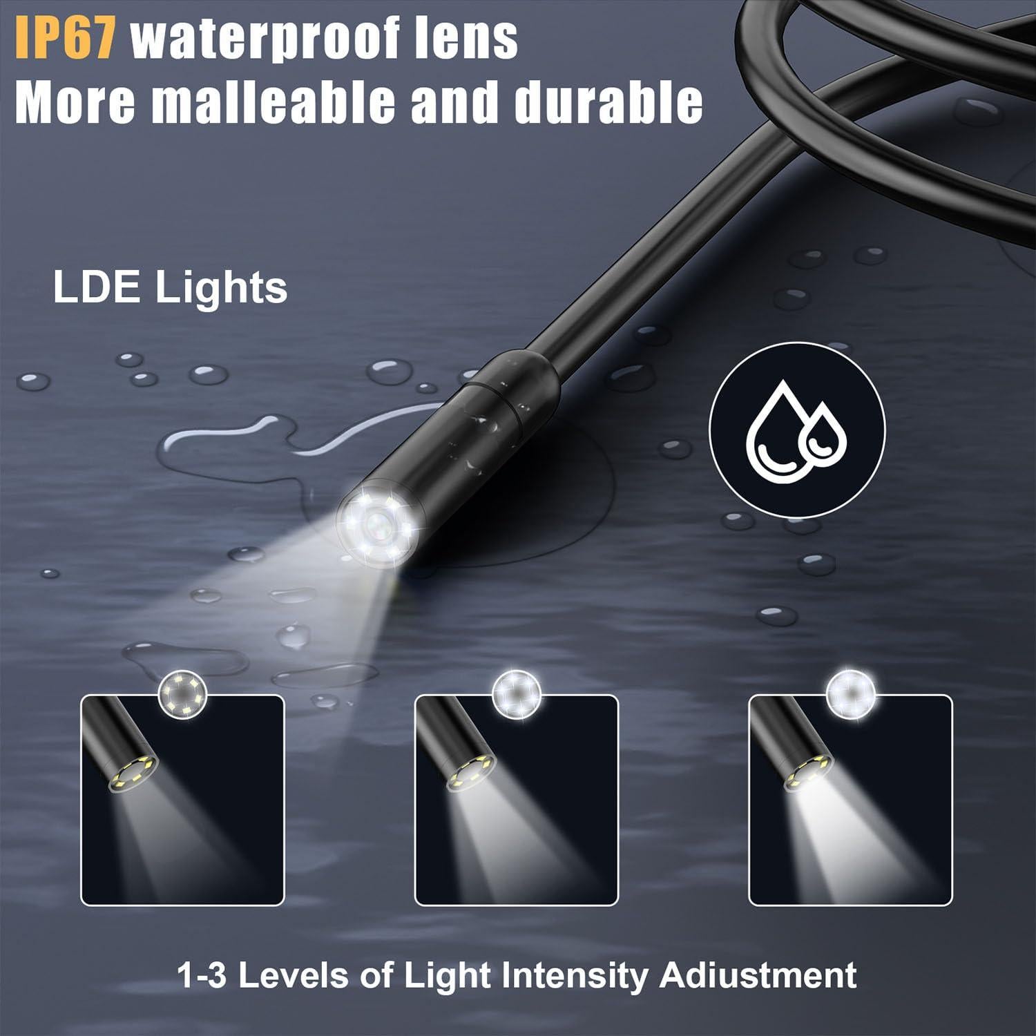 Cámara Endoscópica 15.24m Anhendeler Borescopio IP67