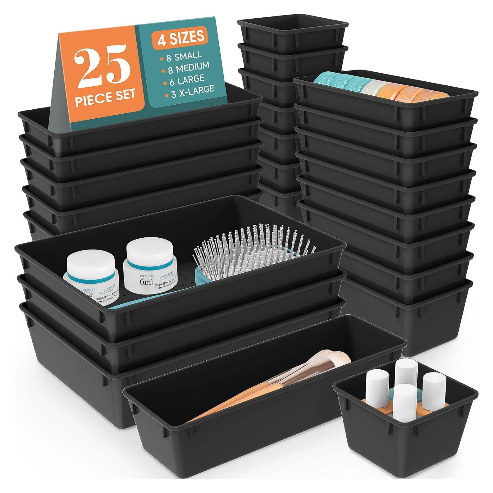 Juego de Organizadores de Cajones 25 PCS Plástico Negro