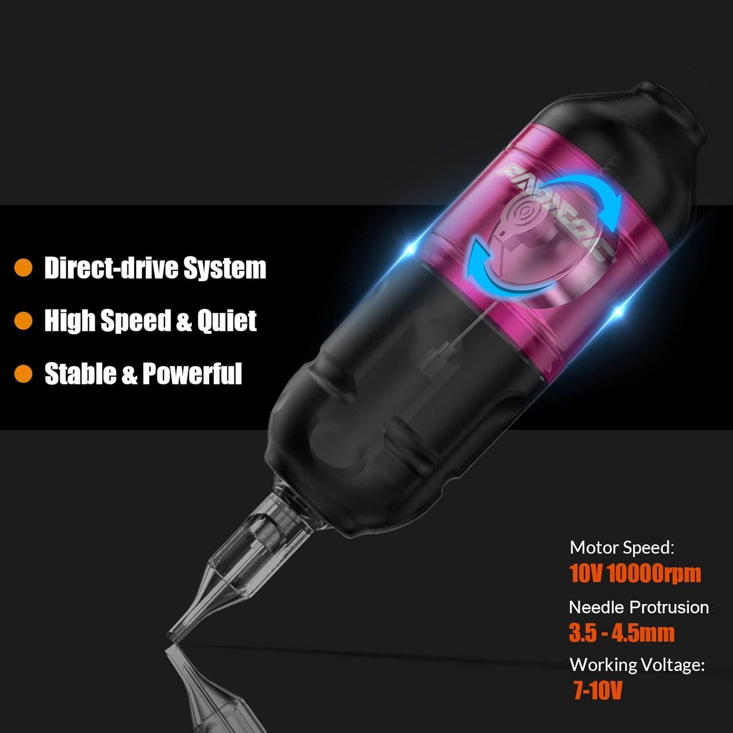 Kit de Máquina de Tatuaje Inalámbrica PADIEOE con Agujas y Accesorios