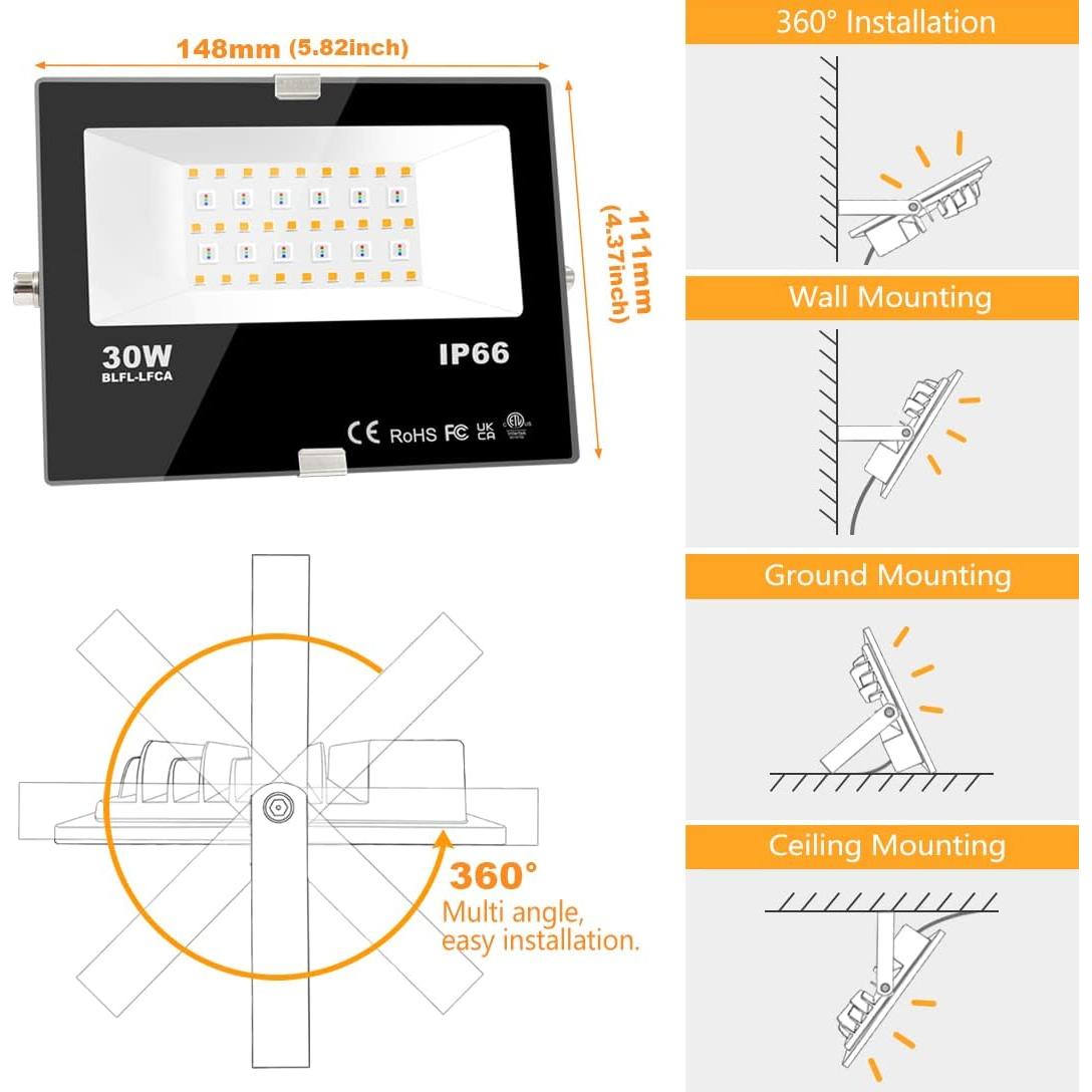 Luz de Inundación LED MELPO 30W RGBW 3000LM IP66