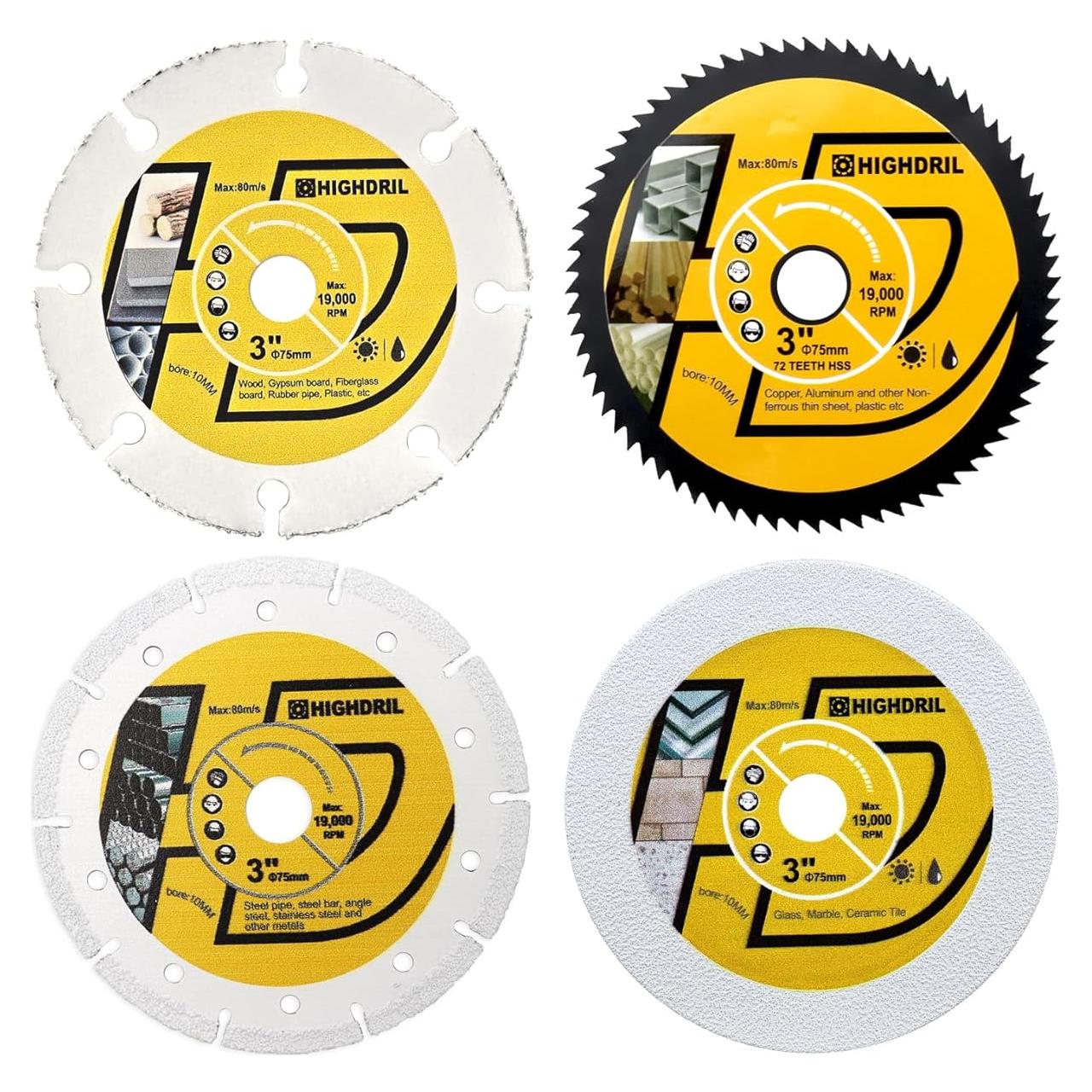 Juego de Discos de Sierra Circular HIGHDRIL 75mm 4pcs