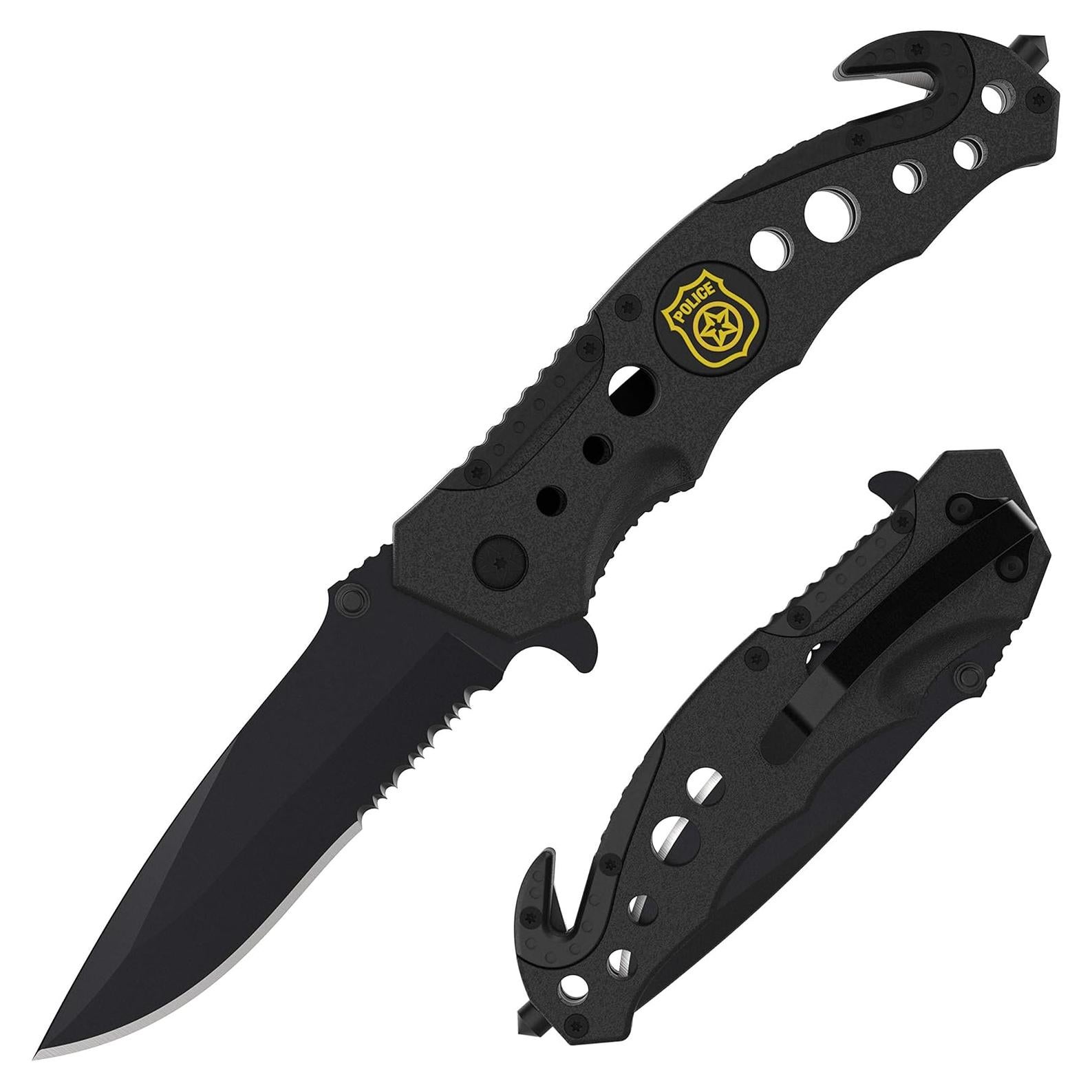 Cuchillo Táctico Swiss Safe 3-en-1 para Militares - Negro