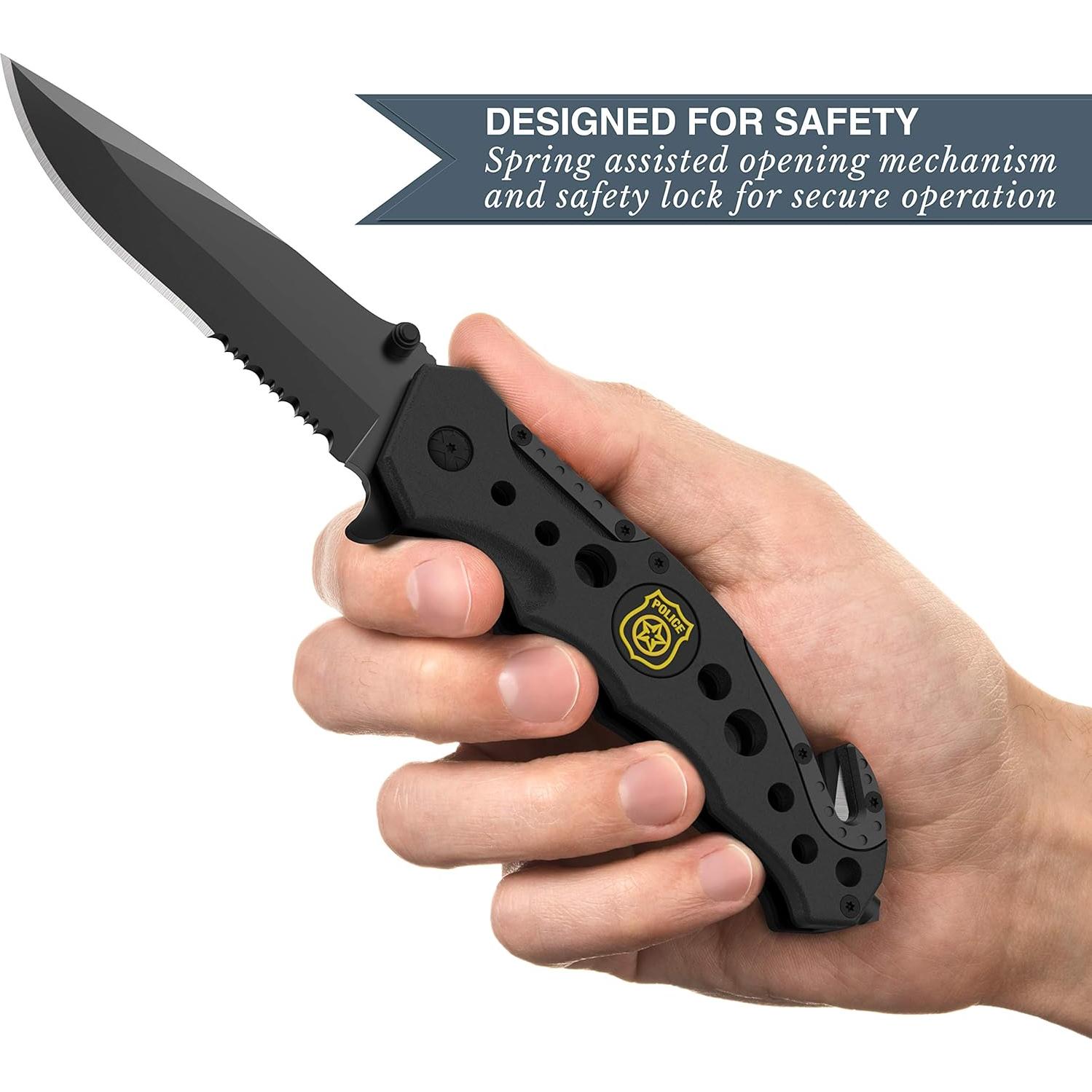 Cuchillo Táctico Swiss Safe 3-en-1 para Militares - Negro