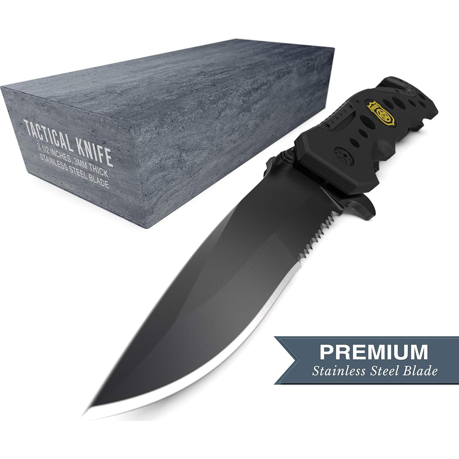Cuchillo Táctico Swiss Safe 3-en-1 para Militares - Negro
