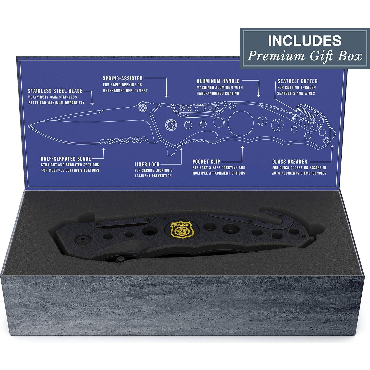 Cuchillo Táctico Swiss Safe 3-en-1 para Militares - Negro