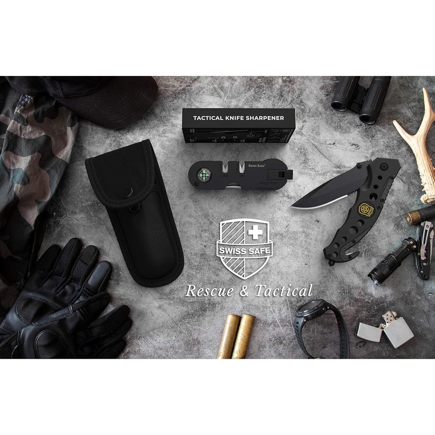 Cuchillo Táctico Swiss Safe 3-en-1 para Militares - Negro