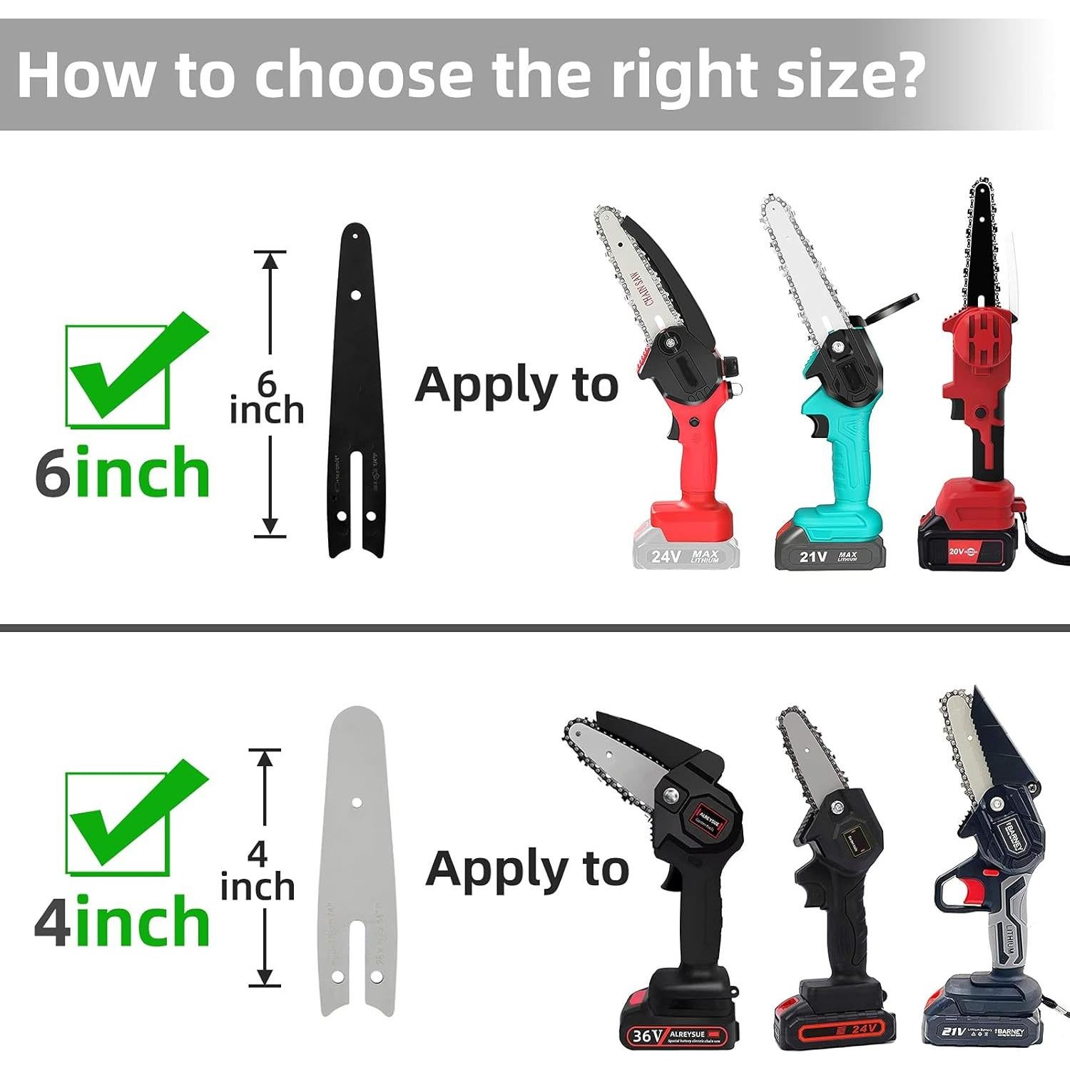 Cadenas de Reemplazo para Motosierra Mini 4" FIFCHALL (4 Cadenas + 1 Barra)