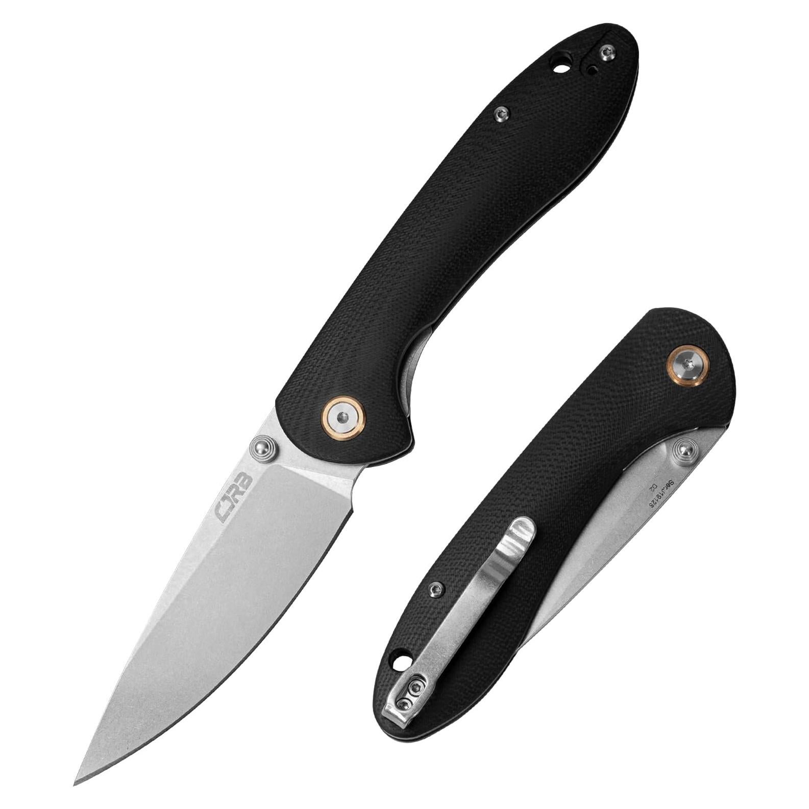 Cuchillo Plegable CJRB Feldspar Acero D2 Mango G10 Negro