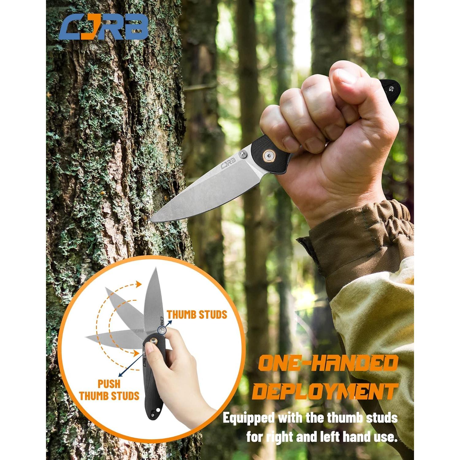 Cuchillo Plegable CJRB Feldspar Acero D2 Mango G10 Negro