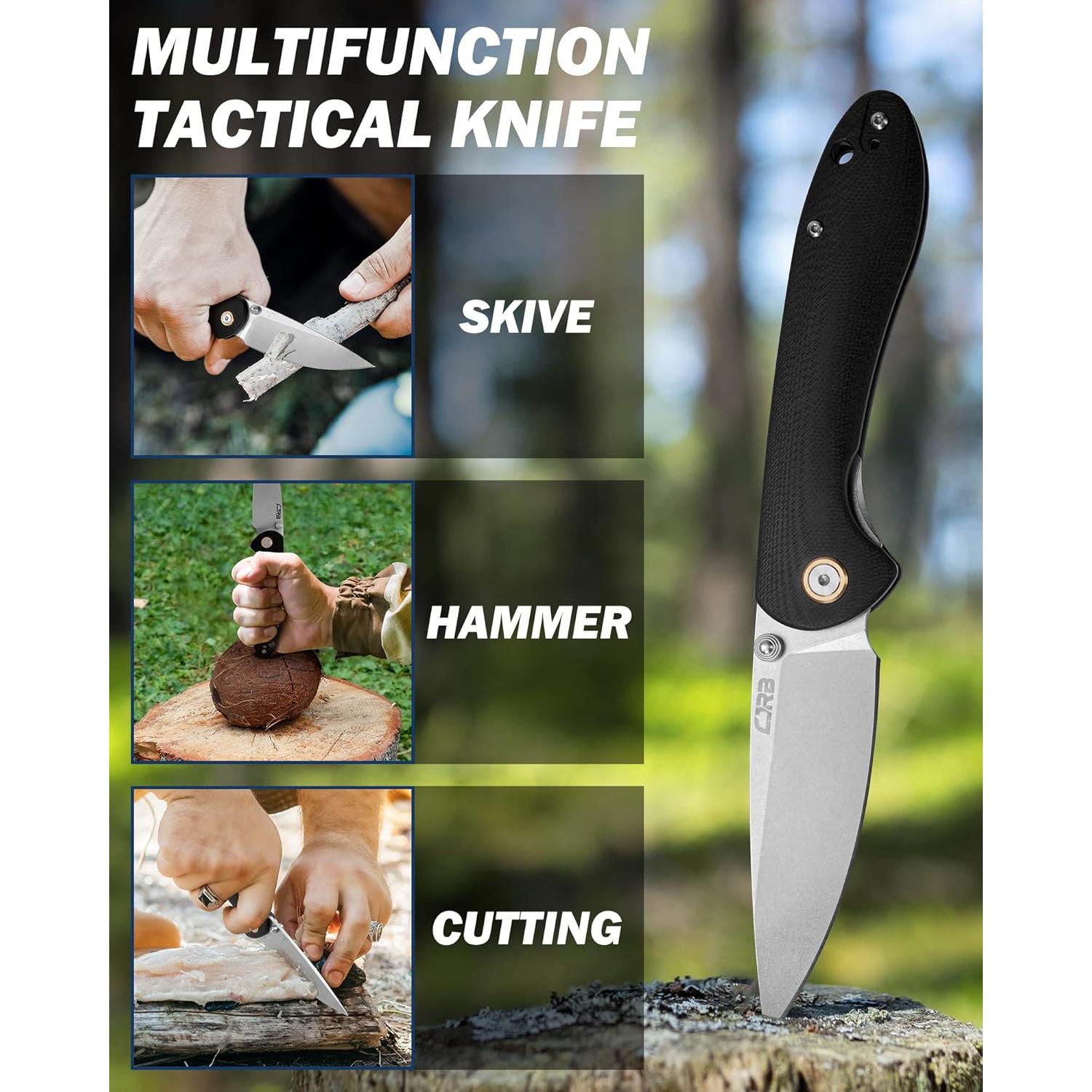 Cuchillo Plegable CJRB Feldspar Acero D2 Mango G10 Negro