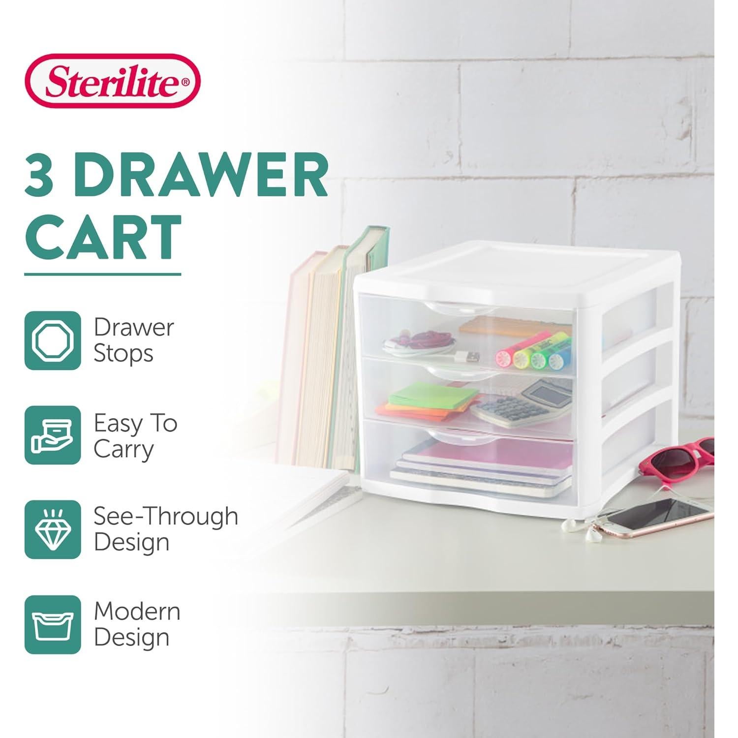 Carrito de Cajones de Almacenamiento Sterilite 6 Pack Blanco