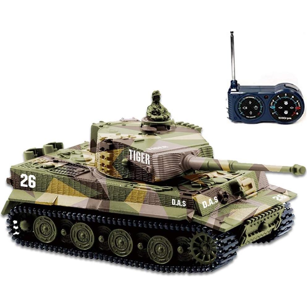 Tanque RC Panzer Tigre I Alemán 1:72 con Luz y Sonido