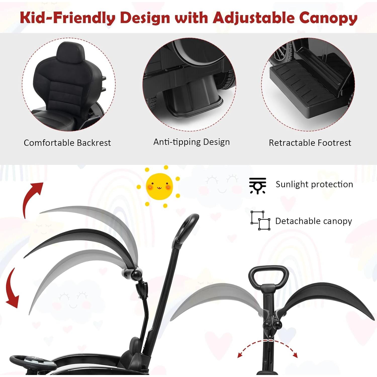 Coche Empujable 3 en 1 Costzon Mercedes Benz Negro