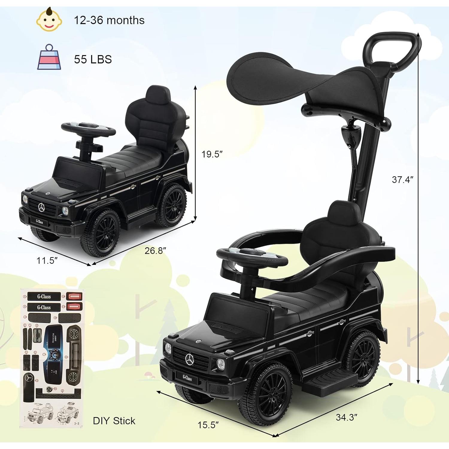 Coche Empujable 3 en 1 Costzon Mercedes Benz Negro