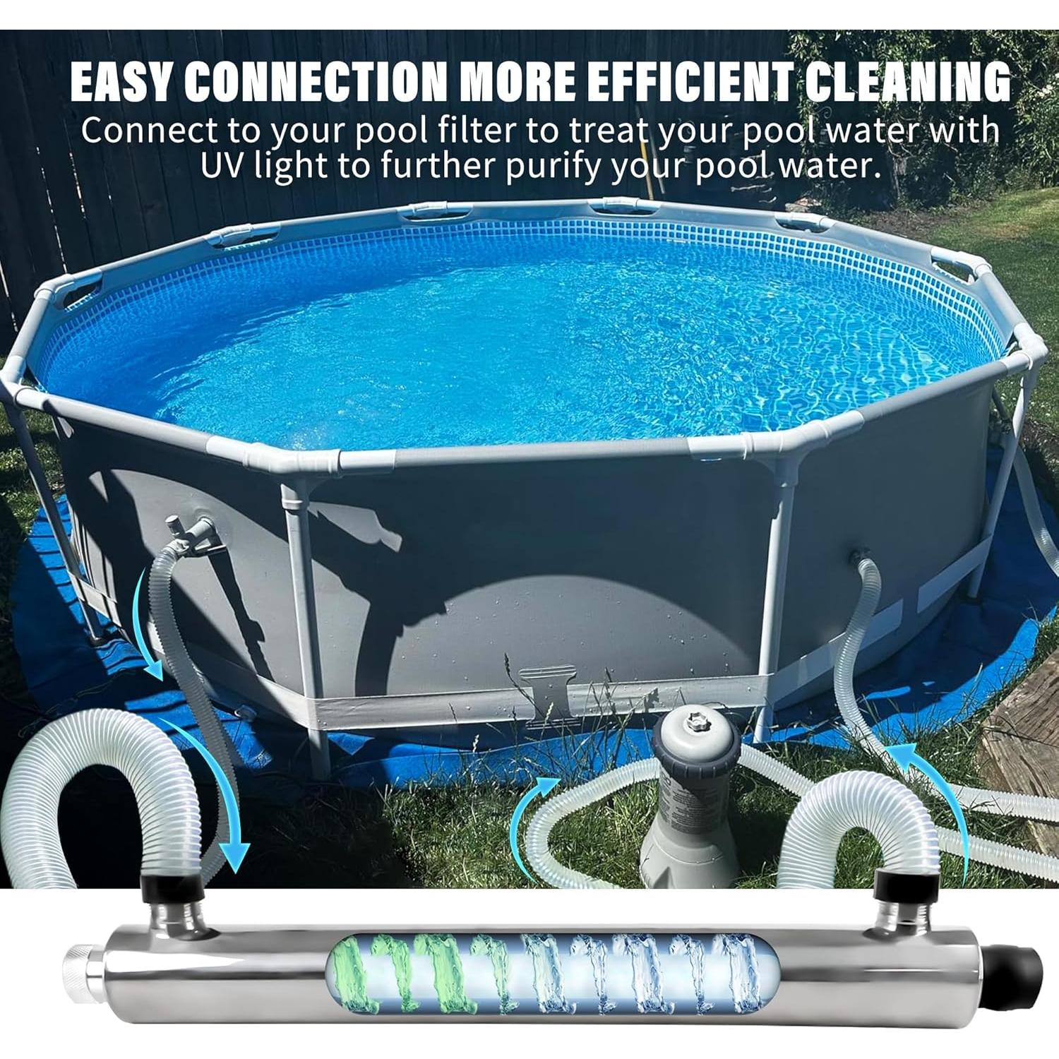 55W Luz UV Coospider para Piscina y Acuario Acero Inoxidable