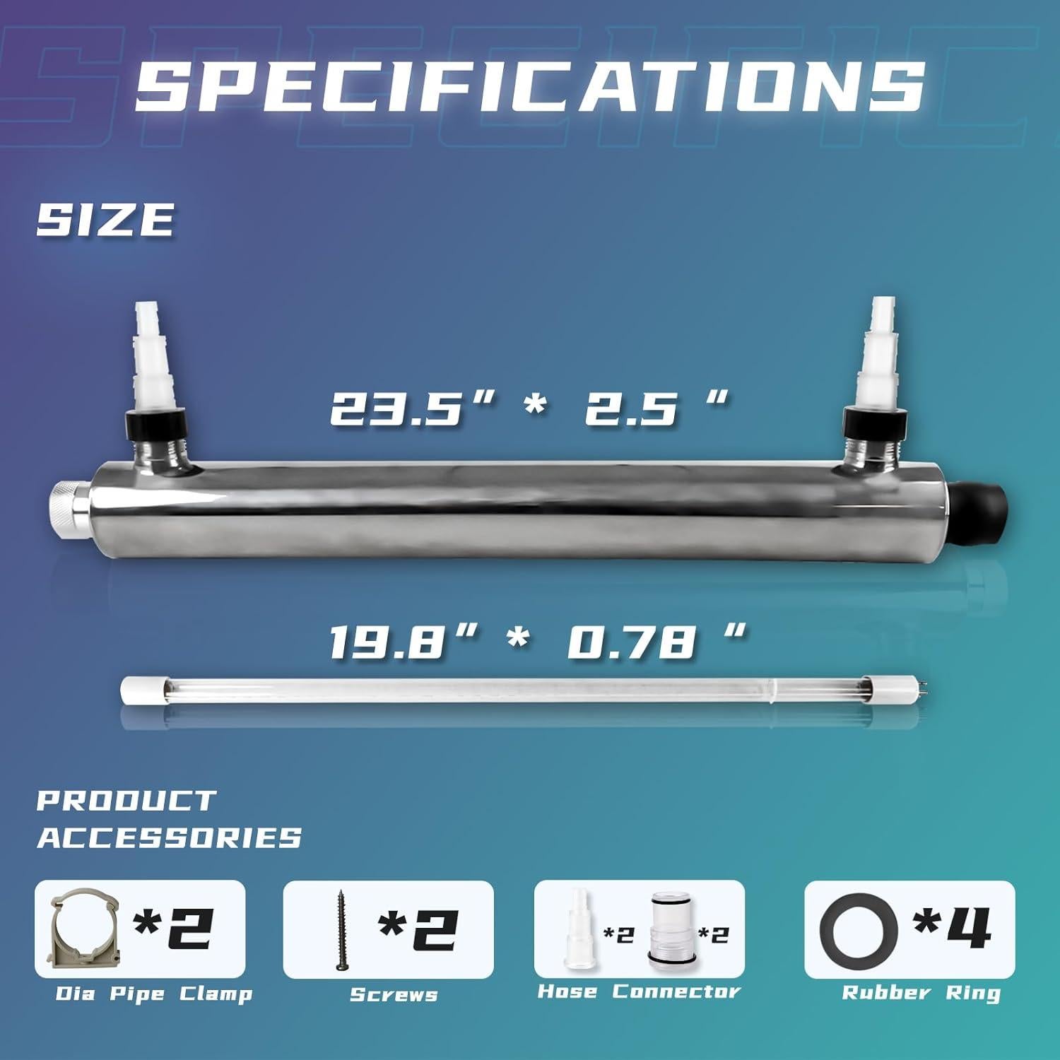 55W Luz UV Coospider para Piscina y Acuario Acero Inoxidable