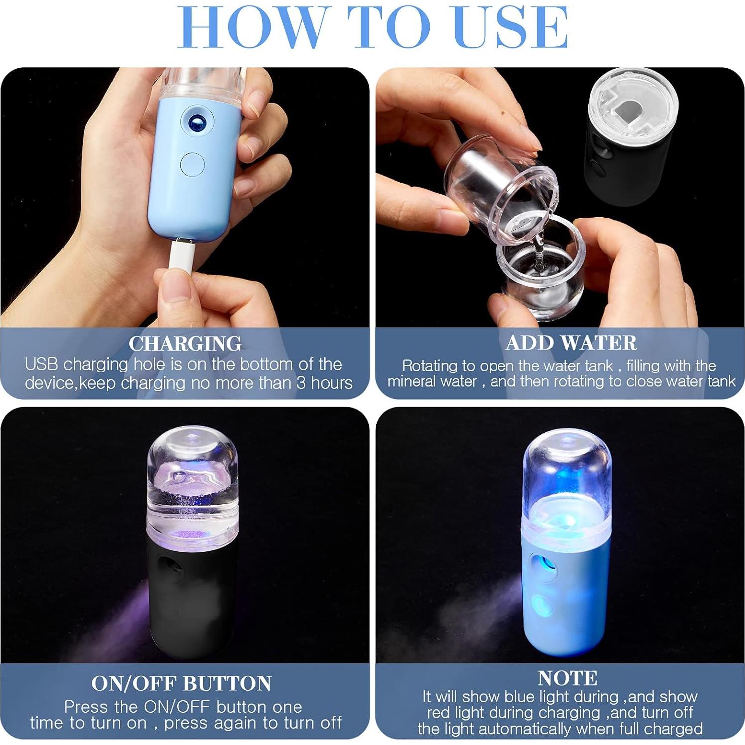 Humidificador Facial Portátil Honoson 30 ml USB Negro y Azul