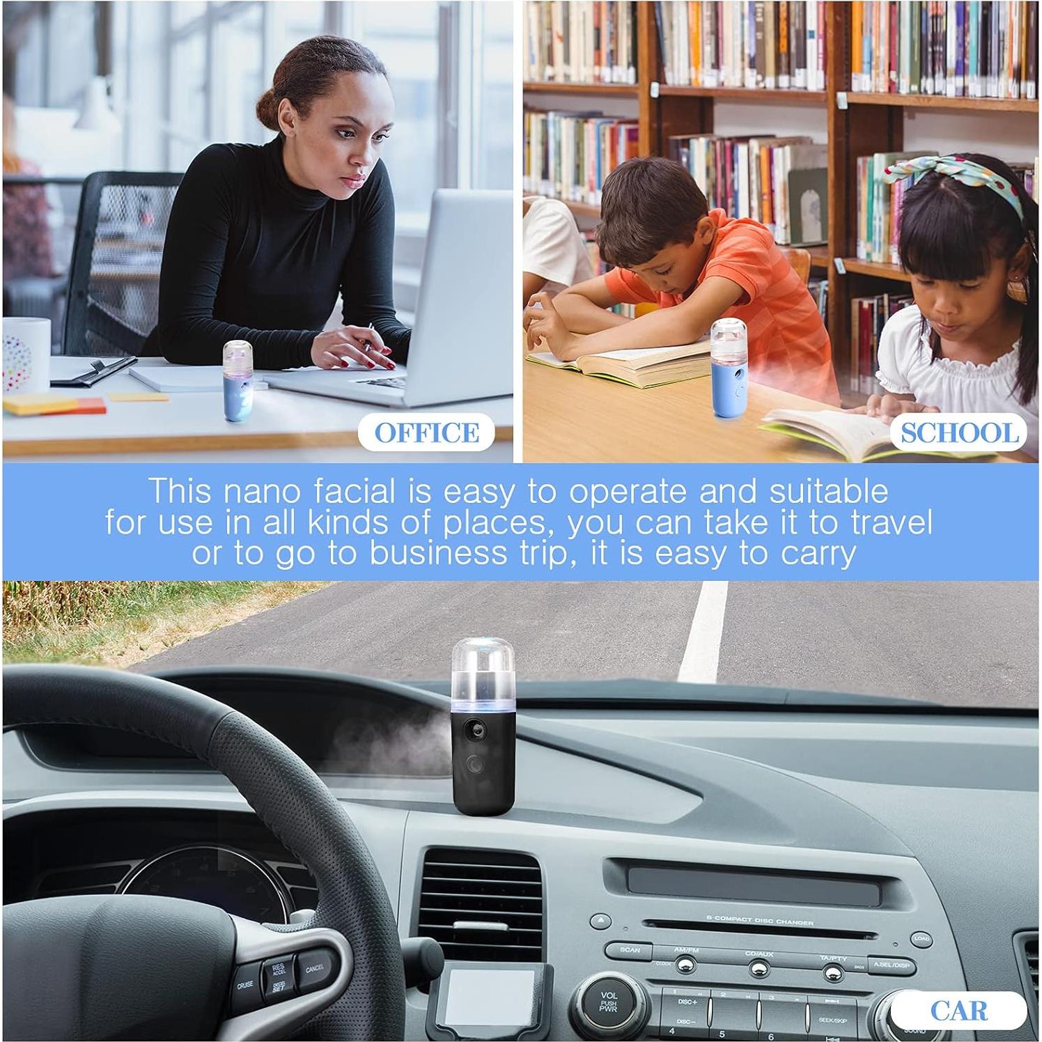 Humidificador Facial Portátil Honoson 30 ml USB Negro y Azul