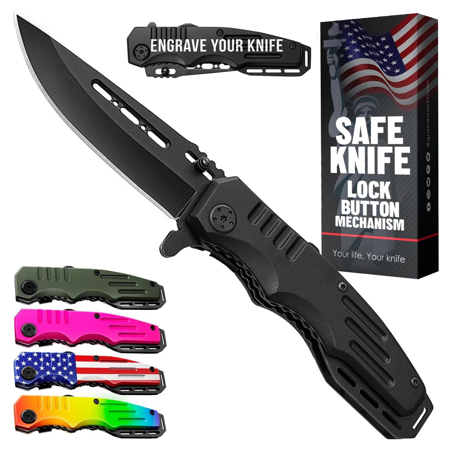 Cuchillo de bolsillo Grand Way 6681 - Hoja 8.69 cm negra