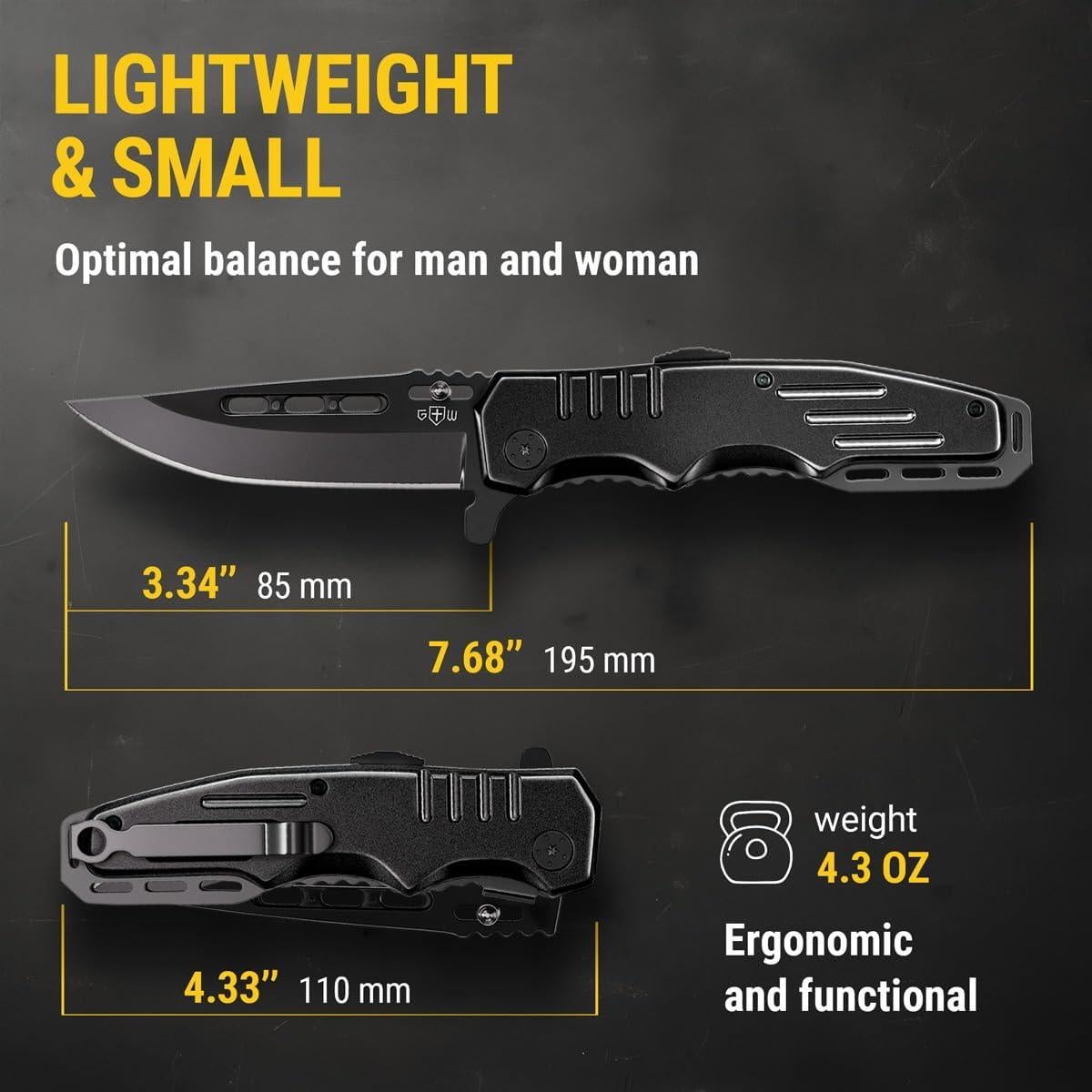 Cuchillo de bolsillo Grand Way 6681 - Hoja 8.69 cm negra