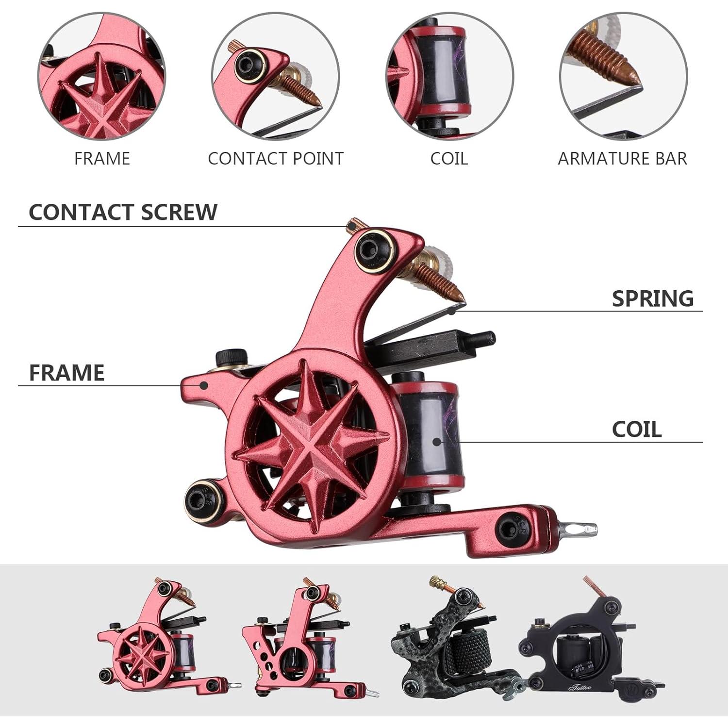 Kit de Tatuaje Profesional Solong TK465 - 4 Máquinas, 180 Piezas