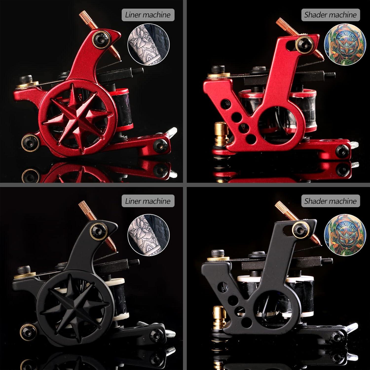 Kit de Tatuaje Profesional Solong TK465 - 4 Máquinas, 180 Piezas