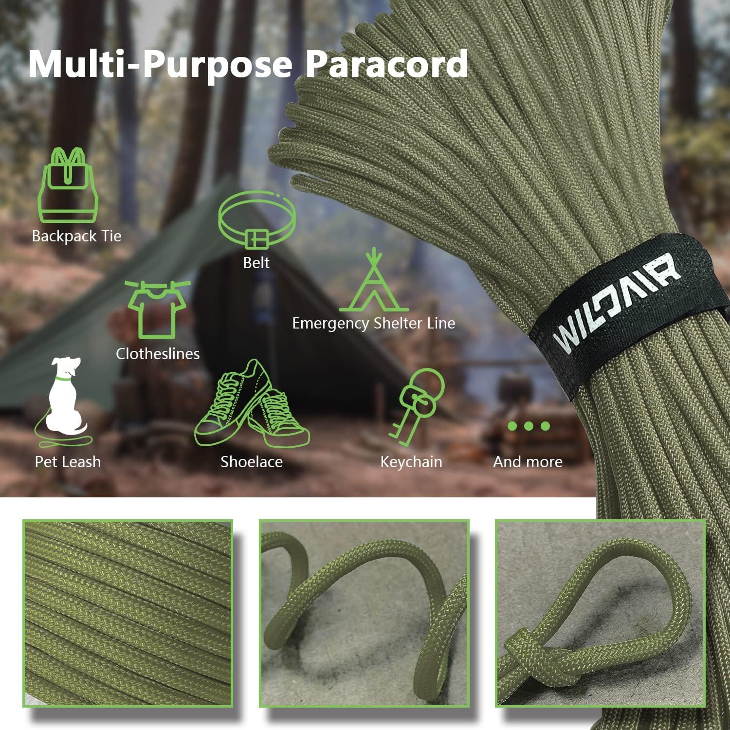 Cuerda Paracord WILDAIR 30m 750lb Verde Militar Nylon