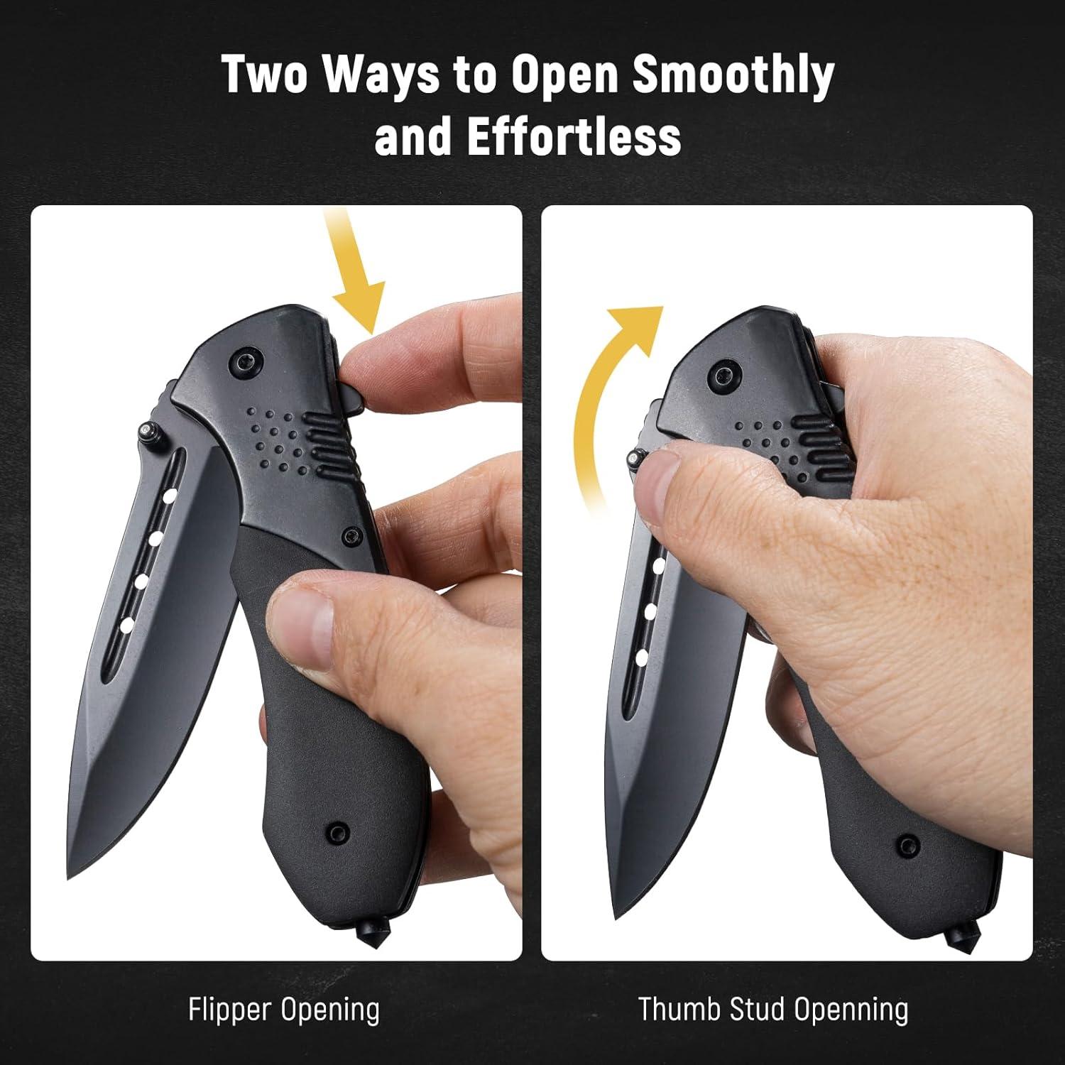 Cuchillo Plegable KEXMO 8.79 cm Táctico Negro EDC