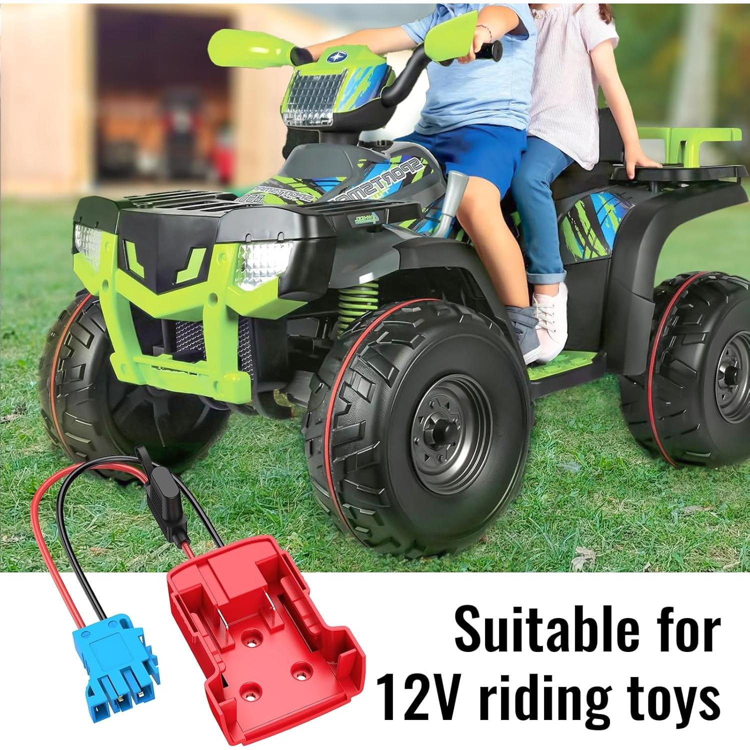 Power Wheel Adapter Compatible with Milwaukee Battery with Wire Harness Connector Compatible with Peg-Perego Children Ride-on Car, 12AWG Wire with 40A Fuse