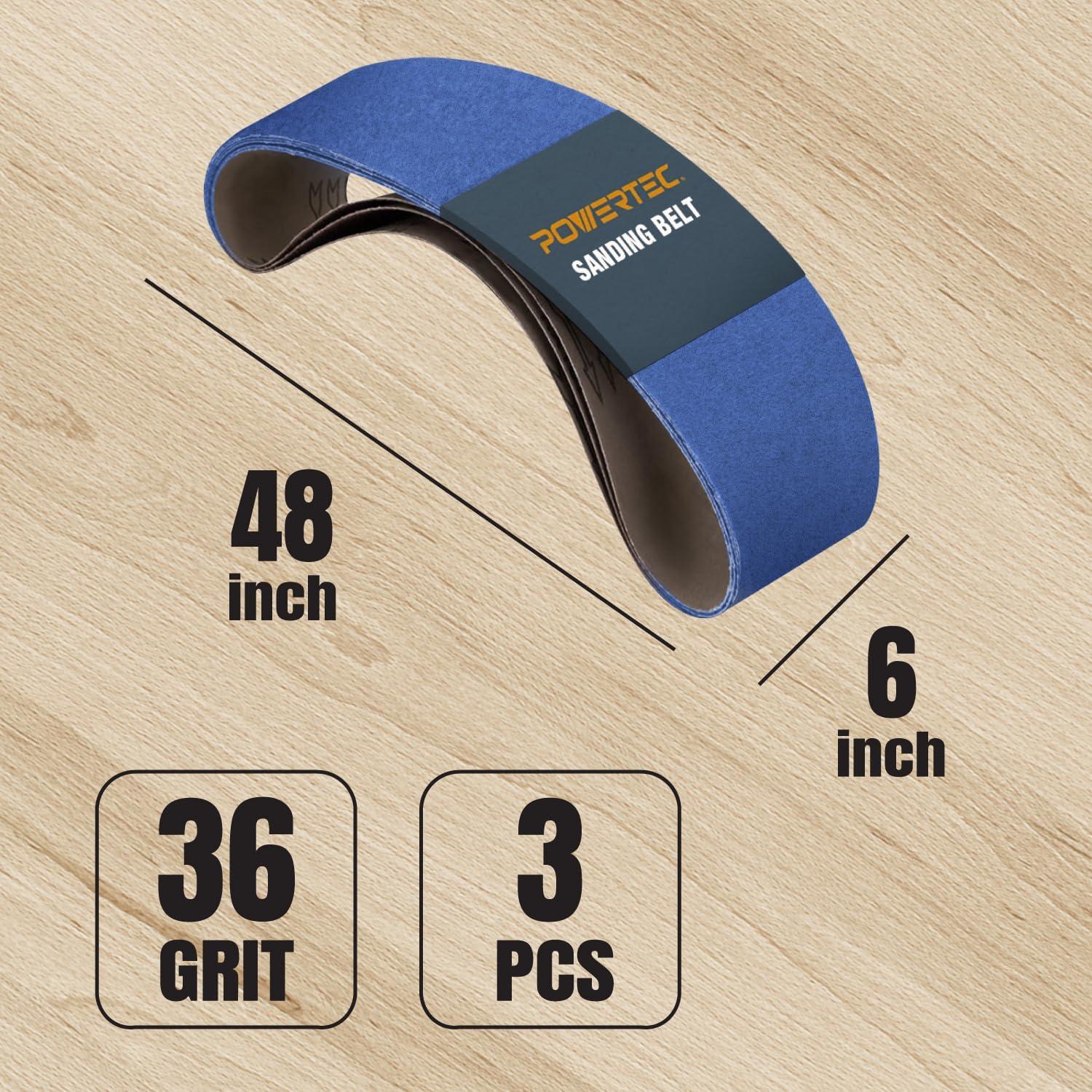 Cintas de Lijado Circonio 6x48" POWERTEC 36 Grano 3PK