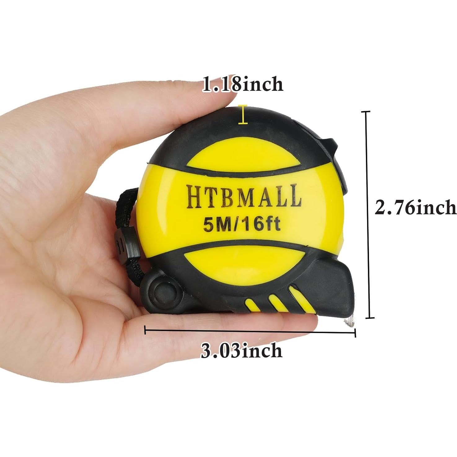 Cinta Métrica Retráctil HTBMALL 5M Doble Cara Precisión MID