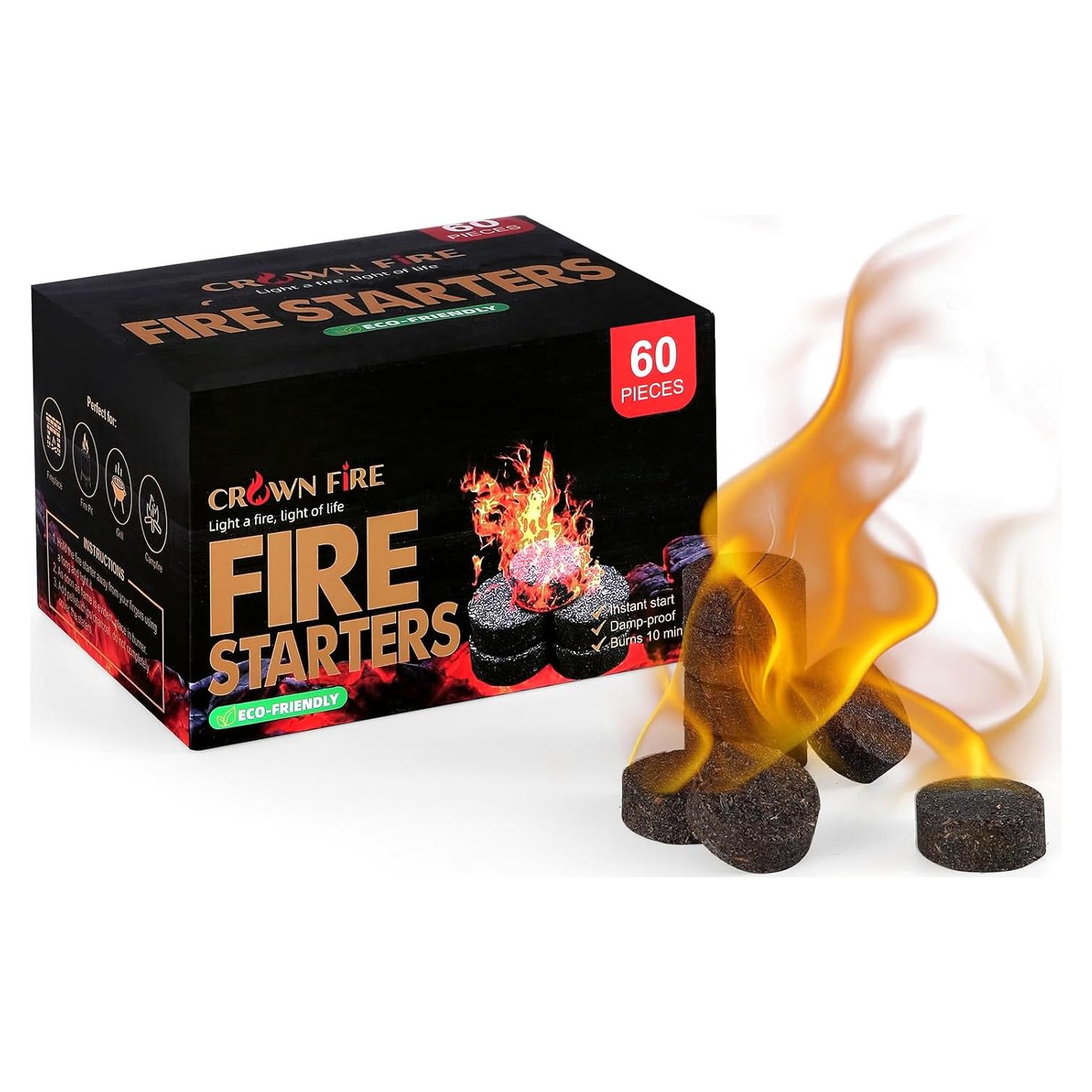 Encendedores de Fuego CROWN FIRE 60 Unidades para BBQ