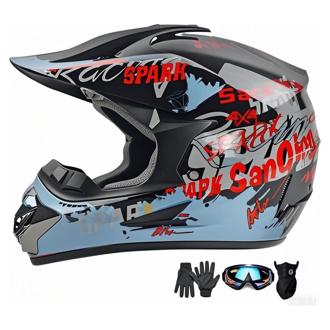 Casco de Motocross SanQing CH-202 Pequeño Negro Gris DOT