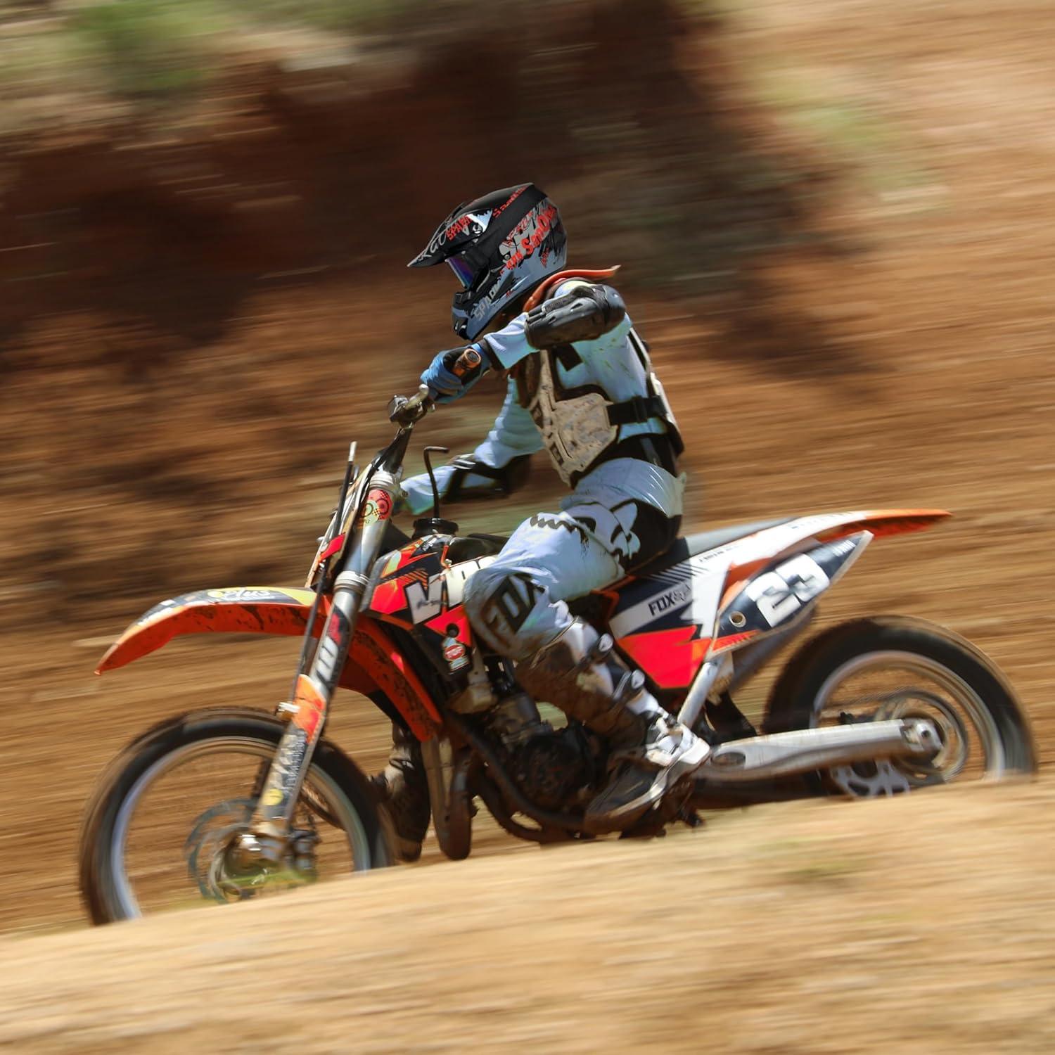 Casco de Motocross SanQing CH-202 Pequeño Negro Gris DOT