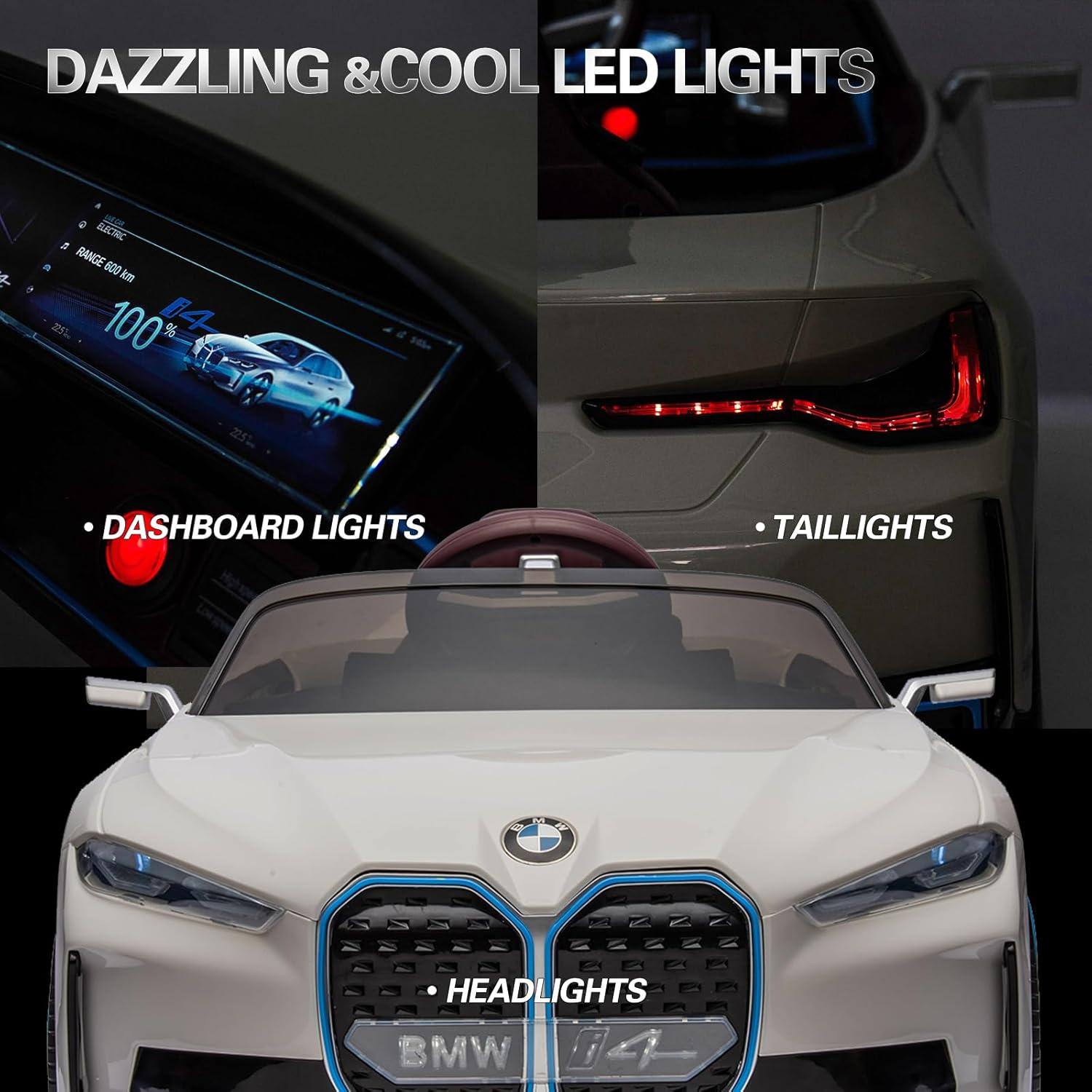 Coche Eléctrico BMW I4 12V para Niños Control Remoto Blanco