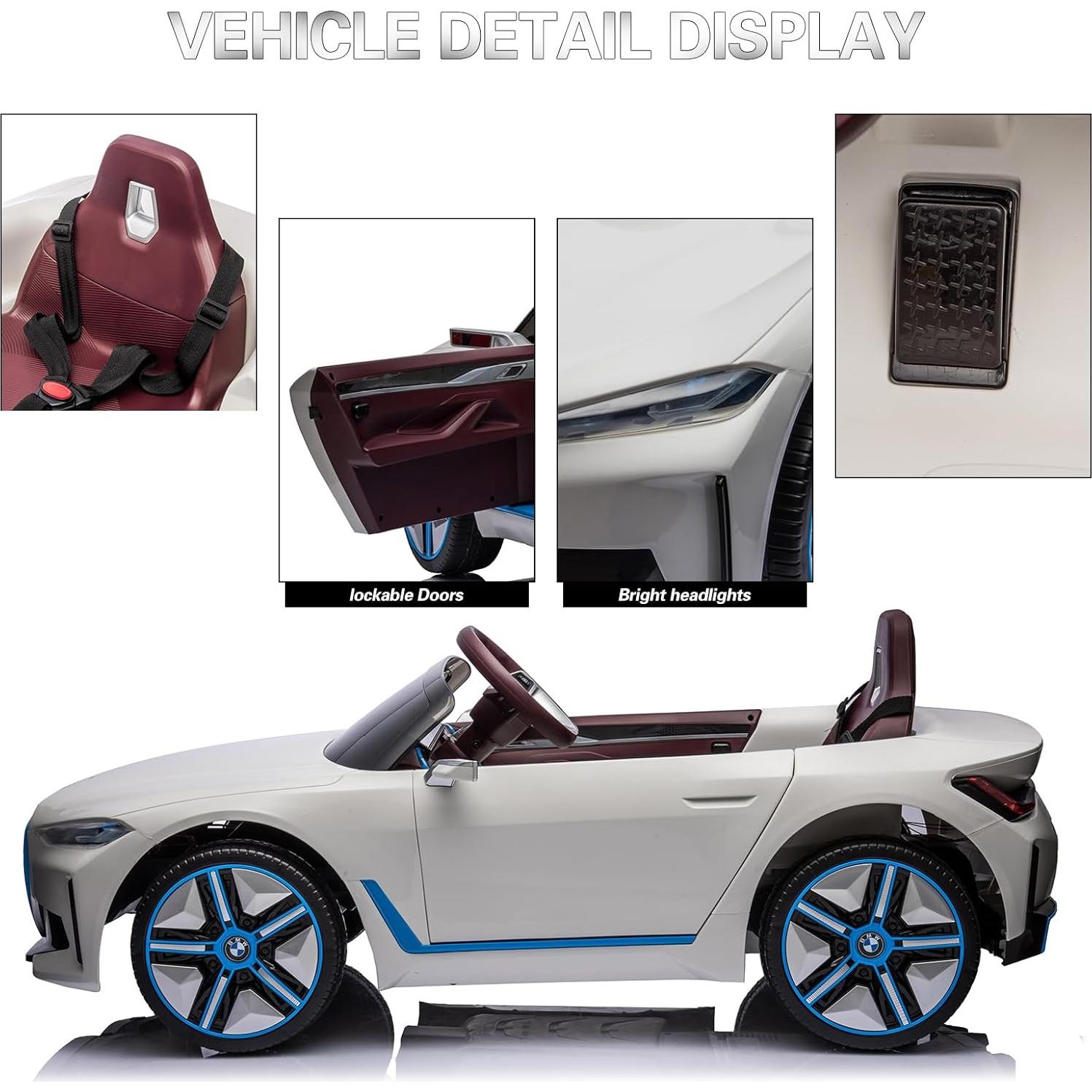 Coche Eléctrico BMW I4 12V para Niños Control Remoto Blanco
