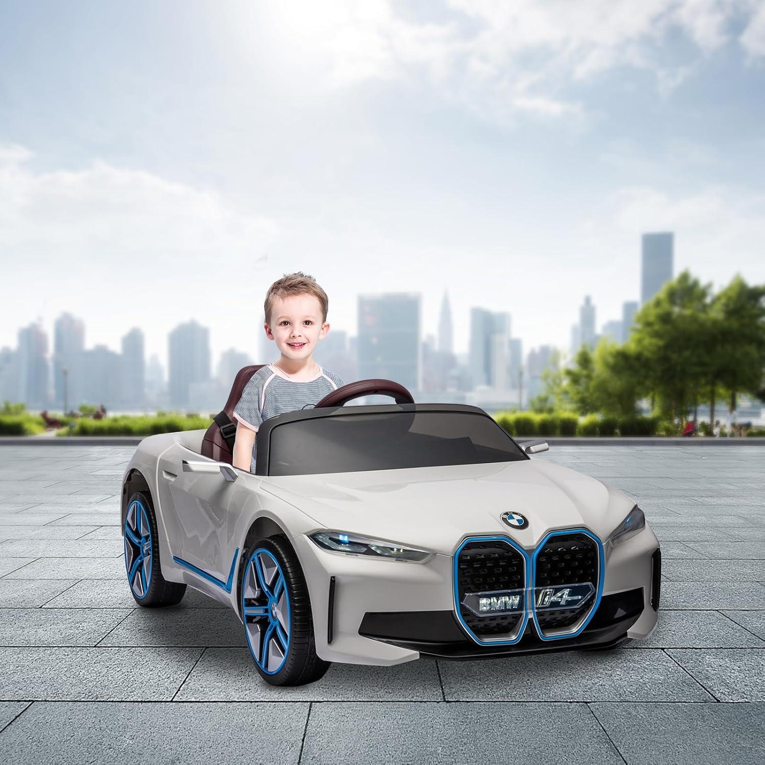Coche Eléctrico BMW I4 12V para Niños Control Remoto Blanco