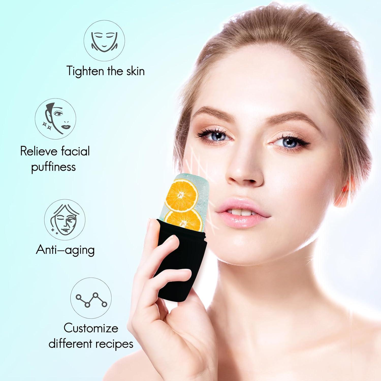 Rodillo de Hielo Facial Qewro 2Pack Silicona Verde y Negro