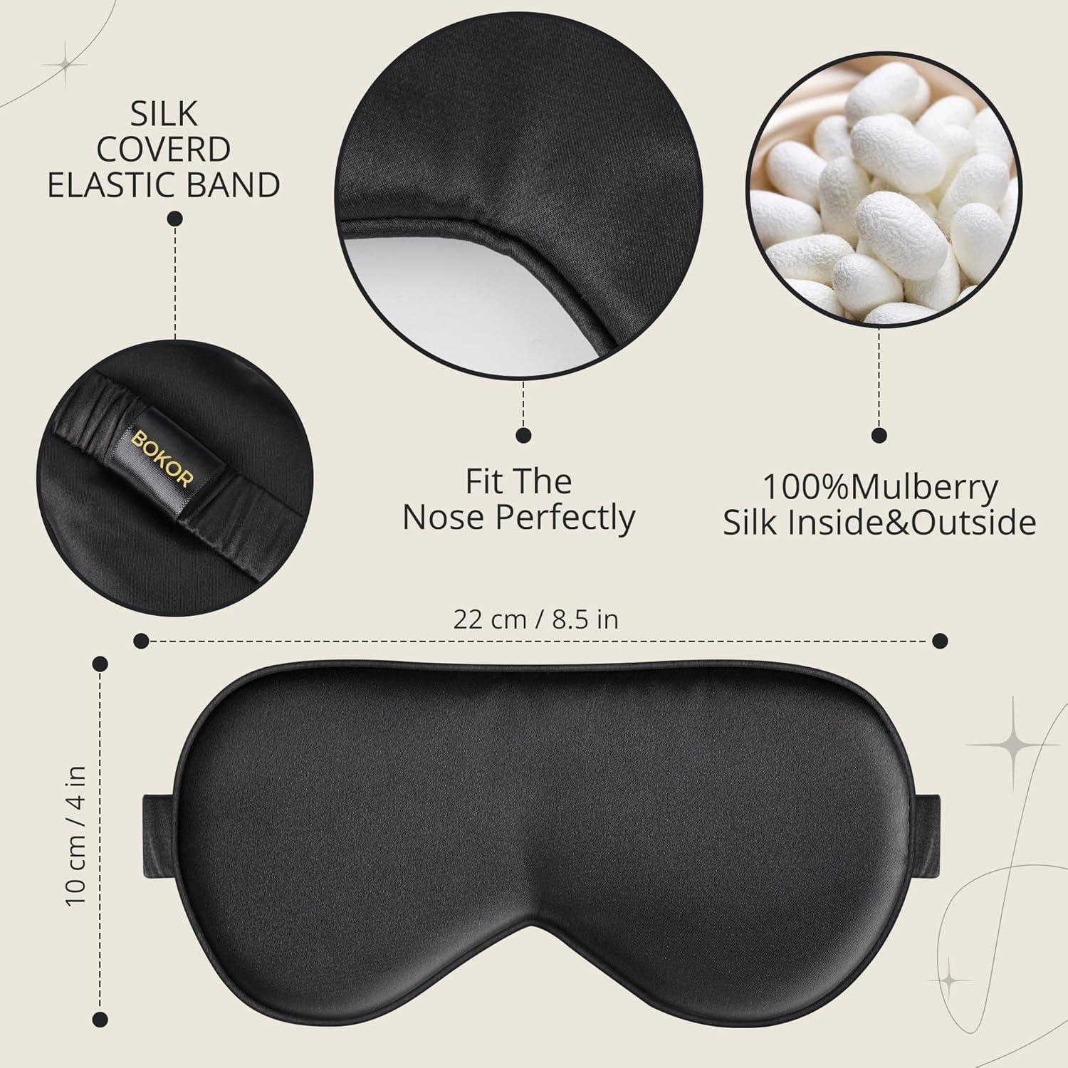 Máscara de Sueño de Seda BOKOR - Bloqueadora de Luz Negra